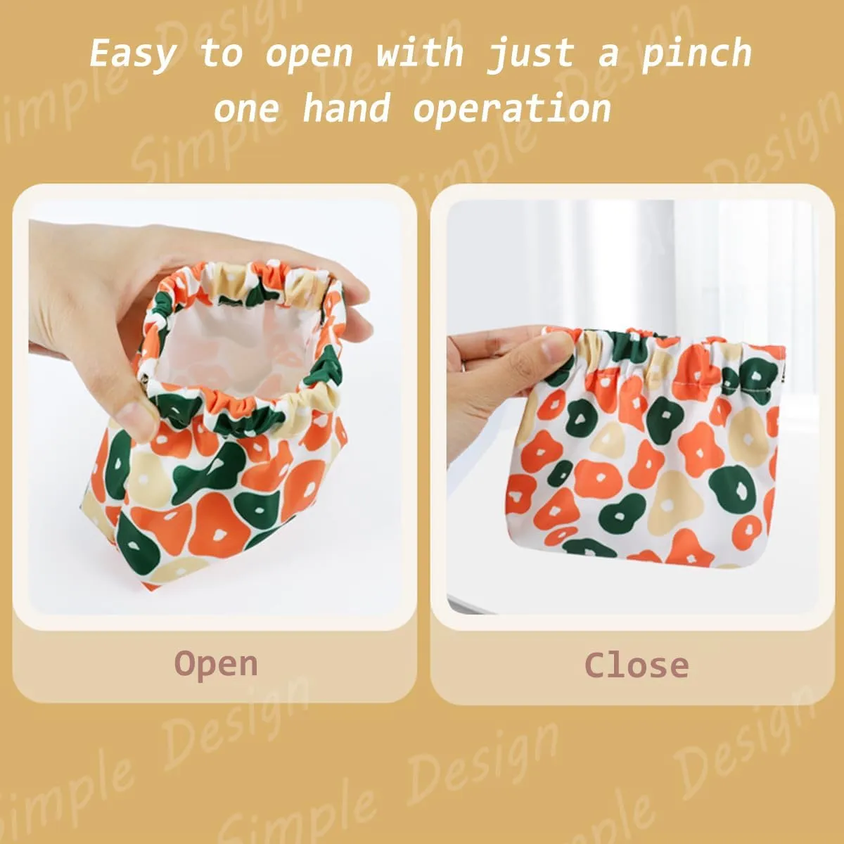 3Pcs Printed Pocket Cosmetic Bag,Lipstick Bag,Small Makeup Bag for Purse,Self-closing Waterproof Coin Purse,Lipstick Organizer for Women & GirlE