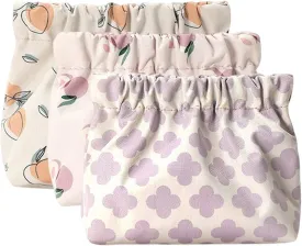 3Pcs Printed Pocket Cosmetic Bag,Small Cosmetic Bag for Purse,Pocket Cosmetic Bag Waterproof No Zipper Self-Closing Portable Travel Makeup Pouch (C)