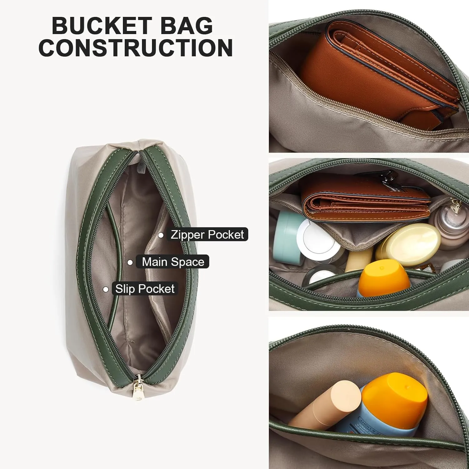 BOSTANTEN Bucket Bag Vegan Leather Shoulder Purses for Women Trendy Adjustable Strap