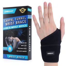 Carpal Tunnel Wrist Brace,1Pack Wrist Support Brace Adjustable Wrist Strap Reversible Wrist Brace for Sports Protecting/Tendonitis Pain Relief/Carpal Tunnel/Arthritis-Left