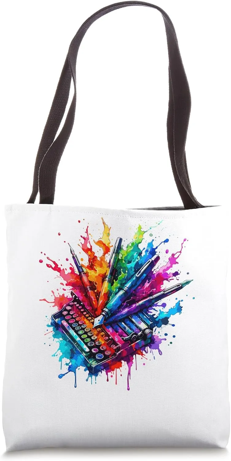 Colorful Splash Art Writing Write Edit Writer Author Tote Bag