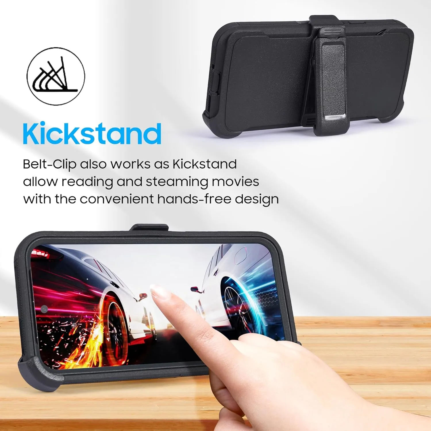 Compatible for Google Pixel 9 Pro XL 6.8 inch Screen, Built in Screen Protector, Belt Clip Holster Heavy Duty Defender Case Dustproof Shockproof Protection (Black)