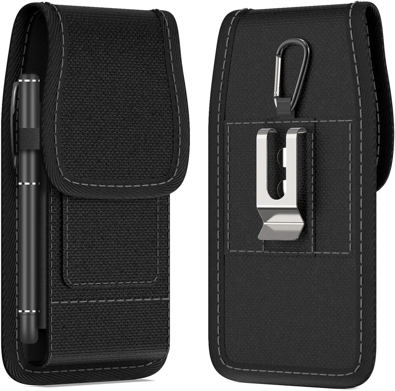 CoverON Holster for Google Pixel 9 Pro XL 9a / 8 Pro 7 Pro 6 Pro/Pixel 7 6 5A 4 XL, Cell Phone Case Belt Clip Carabiner Card Holder Vertical Heavy Duty Nylon Pouch Bag (Fits Otterbox or Any Case on)