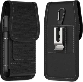 CoverON Holster for Google Pixel 9 Pro XL 9a / 8 Pro 7 Pro 6 Pro/Pixel 7 6 5A 4 XL, Cell Phone Case Belt Clip Carabiner Card Holder Vertical Heavy Duty Nylon Pouch Bag (Fits Otterbox or Any Case on)