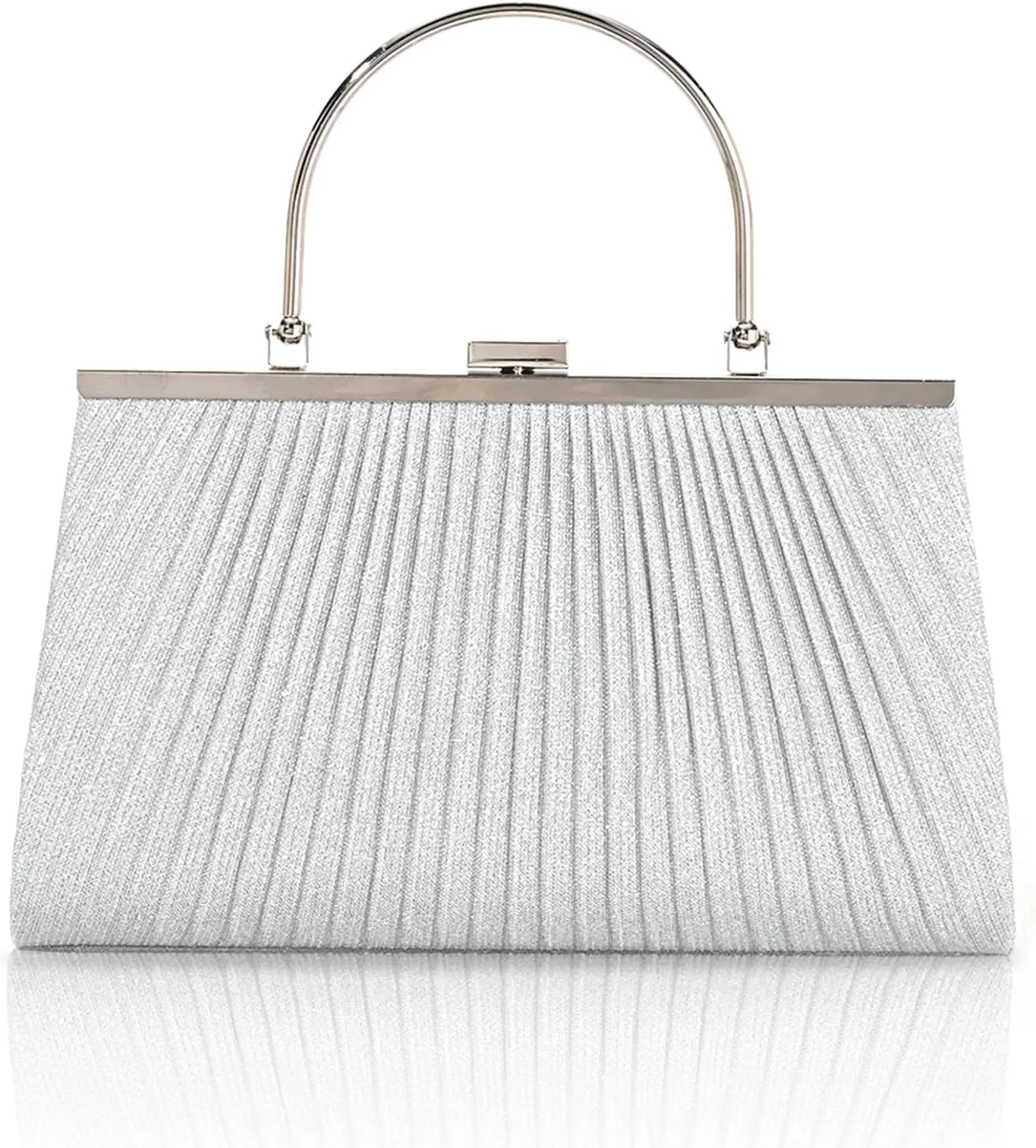 Evening Bag for Women Sparkly Handbag with Chain, Women's Shoulder Bag Pleated Clutch Purse for Wedding, Prom, Party