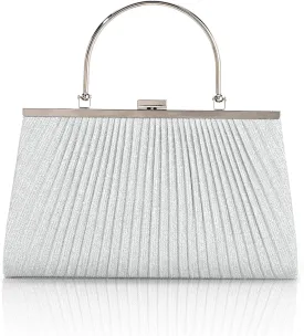 Evening Bag for Women Sparkly Handbag with Chain, Women's Shoulder Bag Pleated Clutch Purse for Wedding, Prom, Party