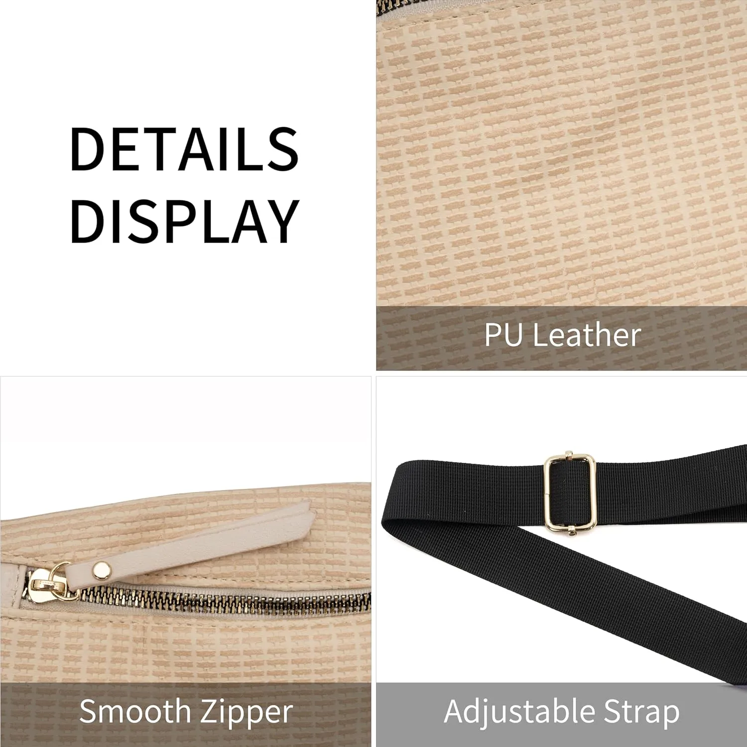 Fanny Packs for Women Embossed Lightweight Waist Pack Zipper Crossbody Belt Bag Sport Pack for Running Hiking Travel Workout