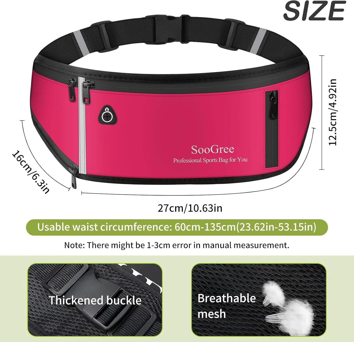 Fanny Packs for Women Men Slim Running Belt Waist Pack Runners Bag Waterproof Money Belt Phone Holder for Sports Hiking Traveling Walking Reflective Strip Adjustable Strap