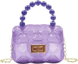 Girls Small Clear Jelly Purse Candy Color Transparent Tote Bag Handbag with Removable Shoulder Strap