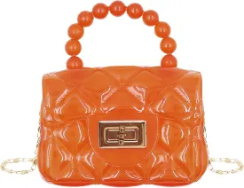 Girls Small Clear Jelly Purse Candy Color Transparent Tote Bag Handbag with Removable Shoulder Strap
