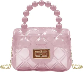 Girls Small Clear Jelly Purse Candy Color Transparent Tote Bag Handbag with Removable Shoulder Strap