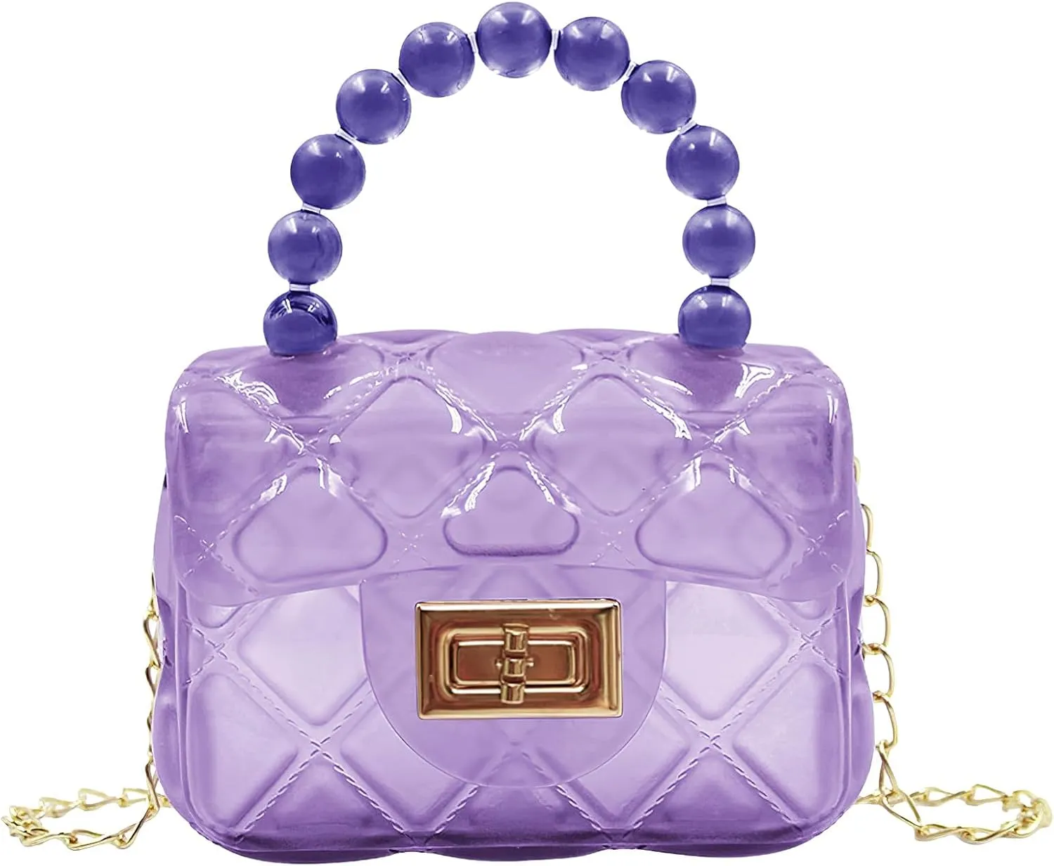Girls Small Clear Jelly Purse Candy Color Transparent Tote Bag Handbag with Removable Shoulder Strap