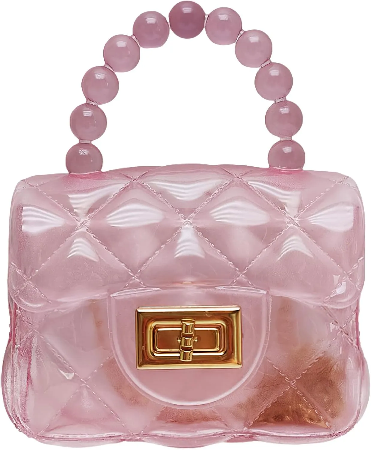 Girls Small Clear Jelly Purse Candy Color Transparent Tote Bag Handbag with Removable Shoulder Strap