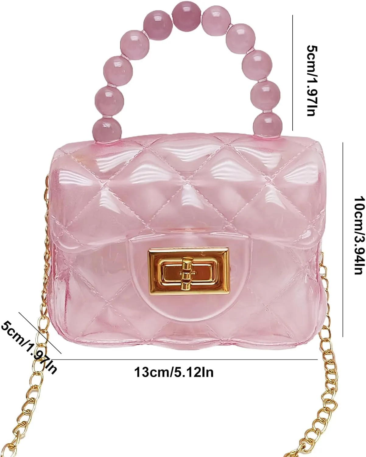 Girls Small Clear Jelly Purse Candy Color Transparent Tote Bag Handbag with Removable Shoulder Strap