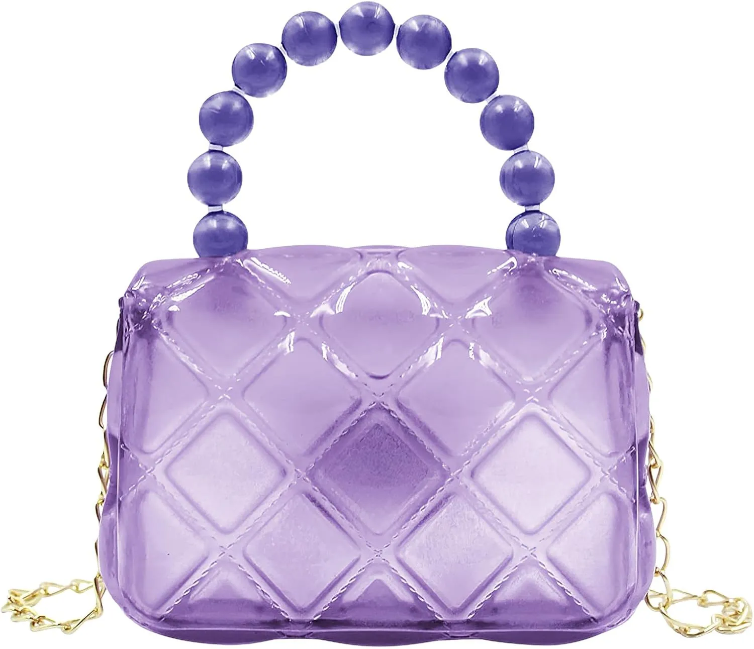 Girls Small Clear Jelly Purse Candy Color Transparent Tote Bag Handbag with Removable Shoulder Strap