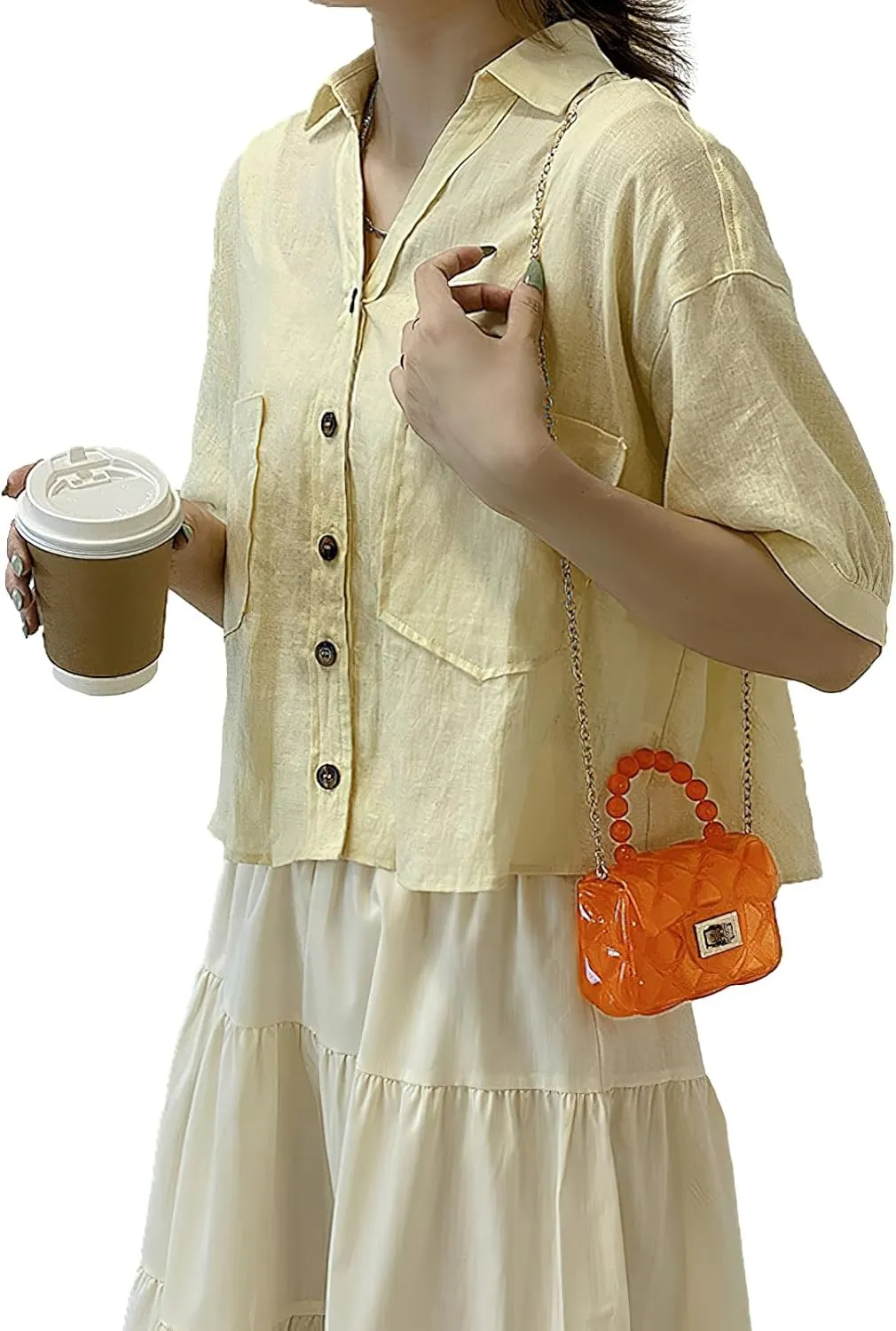 Girls Small Clear Jelly Purse Candy Color Transparent Tote Bag Handbag with Removable Shoulder Strap