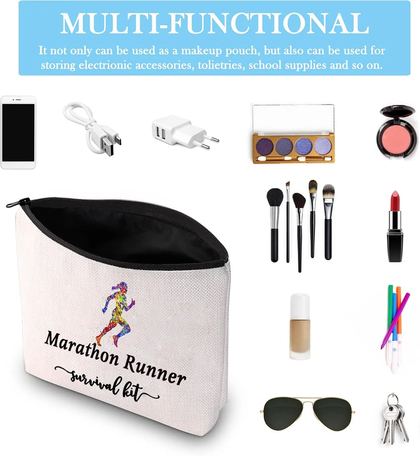 GJTIM Running Runner Gift Marathoner Gift Marathon Runner Zipper Pouch Marathon Runner Survival Kit Makeup Bag