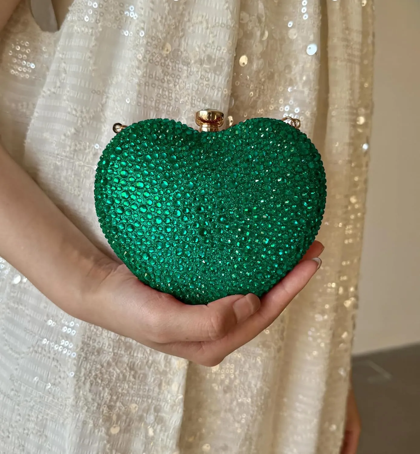 Heart Shaped Clutch Purse Mini Love Heart Rhinestone Wedding Party Evening Handbag