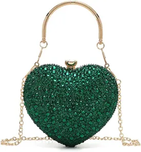 Heart Shaped Clutch Purse Mini Love Heart Rhinestone Wedding Party Evening Handbag