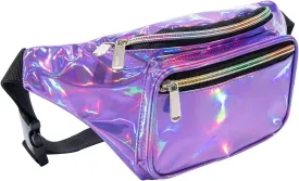 Holographic 80s 90S Rave Stars Neon Transparent Gravel Fanny Pack for Women - Great Waist Pack for Games, Concerts, Rave, Festival, Travel
