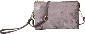 JEN & CO. Riley Velvet Wristlet, Womens Small Clutch, Adjustable/Detachable Strap, Crossbody Shoulder Handbag Purse