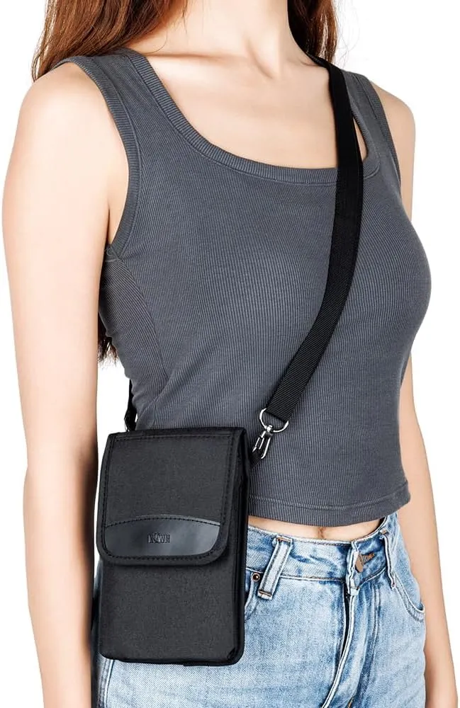 KIWIFOTOS Travel Cell Phone Pouch Belt Pouch, Phone Holster Crossbody Bag with Shoulder Strap for iPhone 16 15 14 Pro Max Case Holder with Neck Lanyard Smartphone Walking Passport Wallet