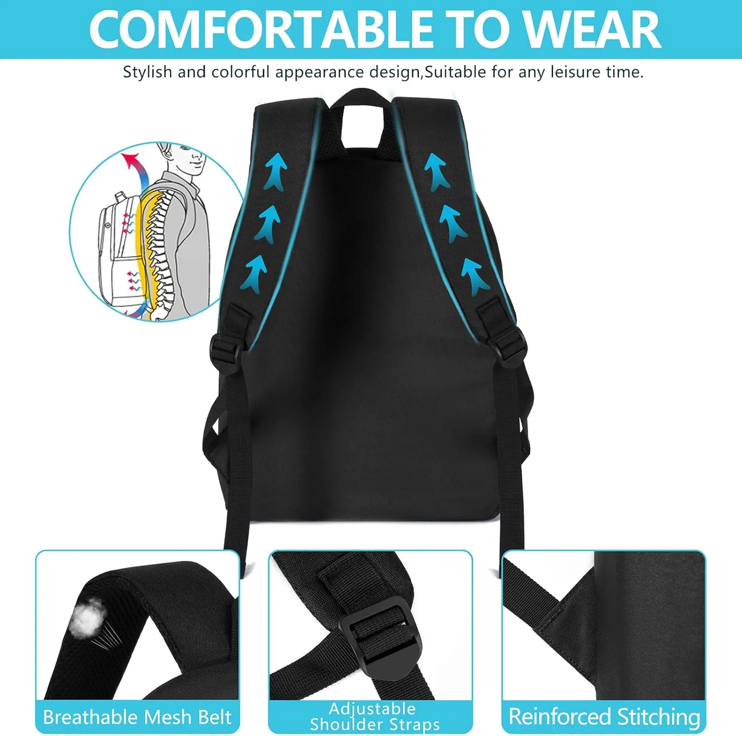 Lightweight Children School Backpack W11.9 X D5.6 X H15.8 Daily Use Backpack Book Bag for Kids