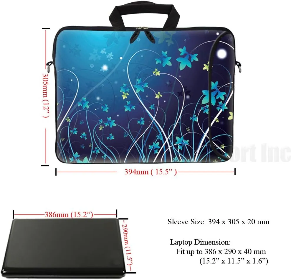 Meffort Inc 15.6 Inch Neoprene Laptop Bag - Water Resistant, Reinforced Zipper, Extra Pocket, Fits 15" to 15.6" Laptops