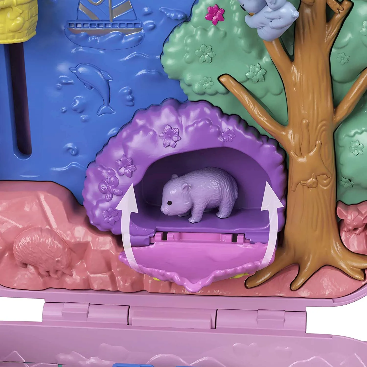 Polly Pocket Koala Adventures Wearable Purse Compact with Micro Polly Doll & Friend Doll, 8 Outdoor-Related Features, 5 Animals and More