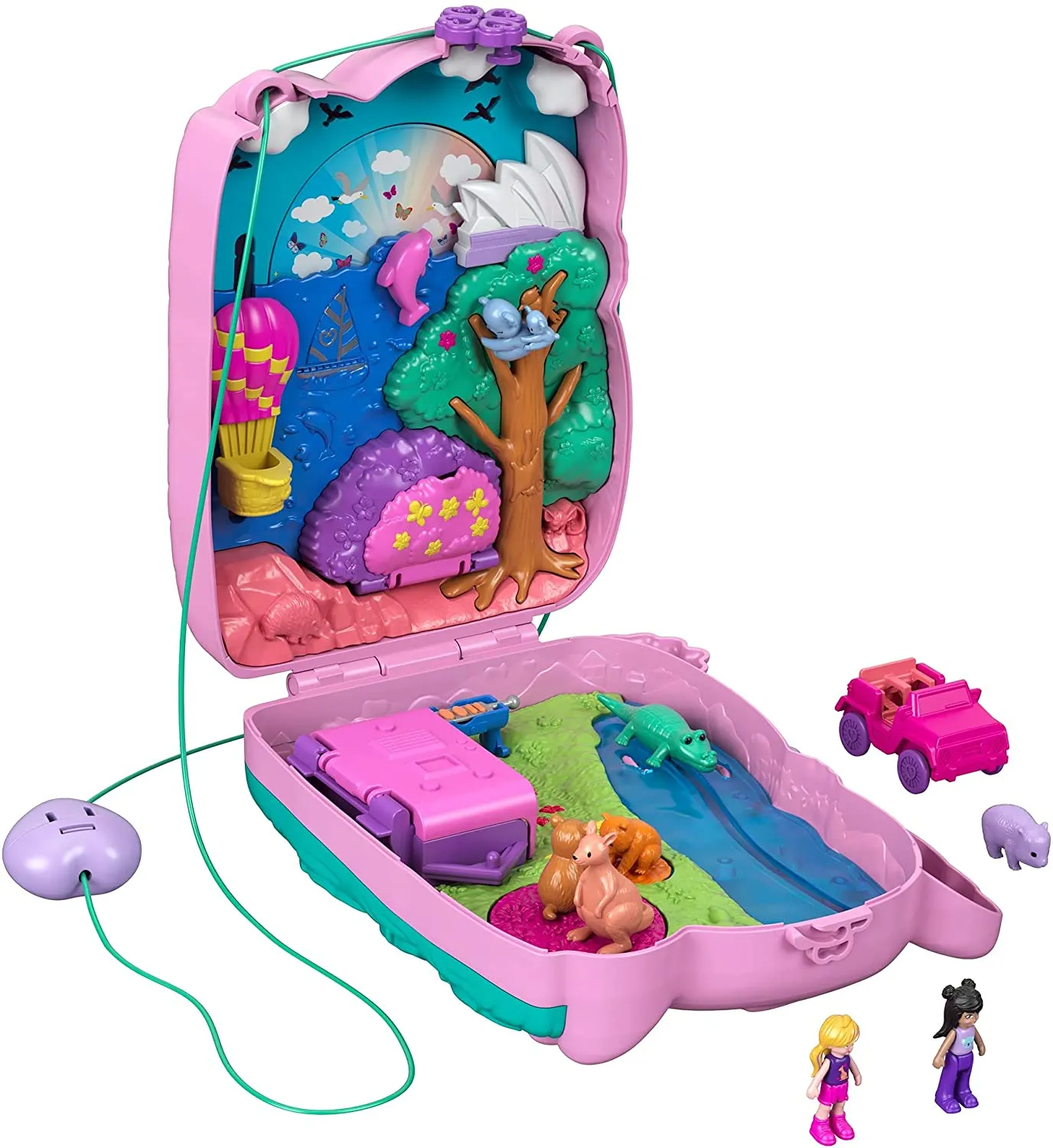 Polly Pocket Koala Adventures Wearable Purse Compact with Micro Polly Doll & Friend Doll, 8 Outdoor-Related Features, 5 Animals and More