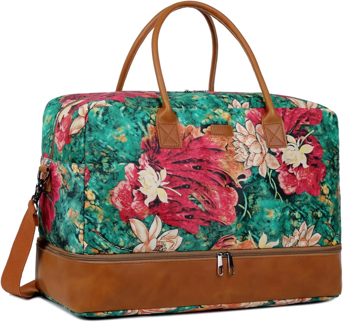 Pretty Colorful Travel Duffel Weekender Bag Overnight Bag Carry On with Shoe Compartment for Women HB-10 (BS)