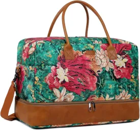 Pretty Colorful Travel Duffel Weekender Bag Overnight Bag Carry On with Shoe Compartment for Women HB-10 (BS)
