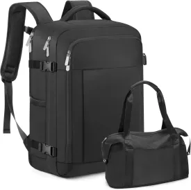 RDTGO Travel Backpack For Women, 40L Carry-On Backpack, Airline Approved Personal Item Bag, Waterproof Laptop Backpack with Large Duffel, Casual Daypack for Buisness Gym Weekend Hiking (Black)