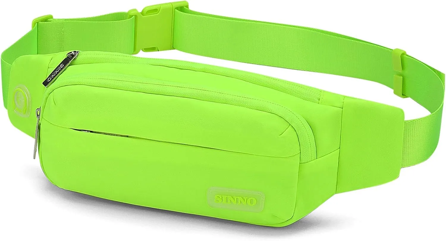 SINNO Large Crossbody Fanny Pack for Women Men Belt Bag With 4-Zipper Pockets for Travel Running Hiking Workout Dog Walking Outdoors Sport Fishing Waist Pack Bag Carrying All Phones