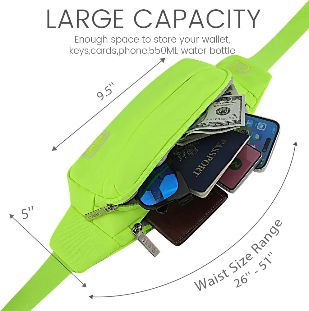 SINNO Large Crossbody Fanny Pack for Women Men Belt Bag With 4-Zipper Pockets for Travel Running Hiking Workout Dog Walking Outdoors Sport Fishing Waist Pack Bag Carrying All Phones