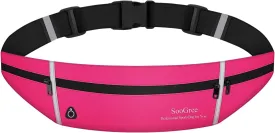 Slim Running Belt Sport Fanny Pack for Women Men,Outdoor Reflective Waist Pack Runner Pouch Belt, Zipper Waterproof Running Phone Holder Jogging Pouch for Phone Money Belt Waist Bag (Pink)