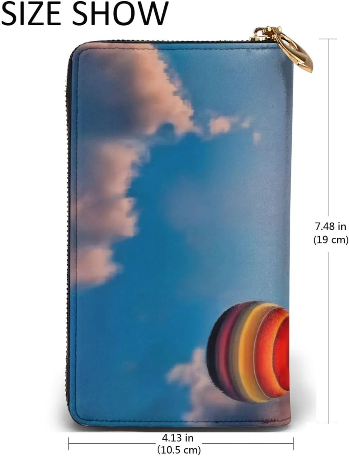 Stylish Long Leather Purse For Women | Hot Air Balloon Sunset | Pu Leather Wallet With Zipper Clutch Bag Phone Card Holder Case Credit Card Wallet Coin Organizer Clutch Purse Bags