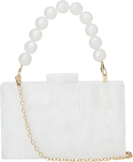 URAWOW Acrylic Evening Handbag Beads Bag for Women Graceful Shoulder Bag Satchel Marble Clutch Purses for Wedding Party