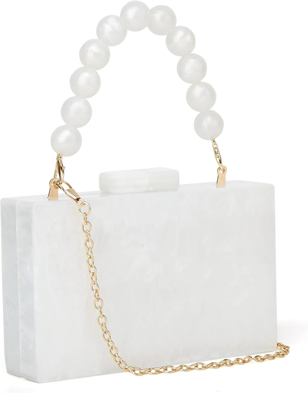 URAWOW Acrylic Evening Handbag Beads Bag for Women Graceful Shoulder Bag Satchel Marble Clutch Purses for Wedding Party