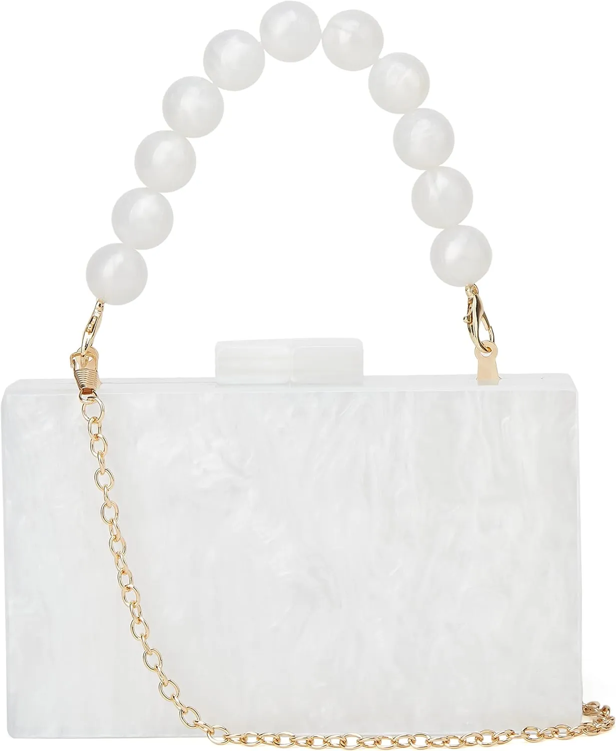 URAWOW Acrylic Evening Handbag Beads Bag for Women Graceful Shoulder Bag Satchel Marble Clutch Purses for Wedding Party