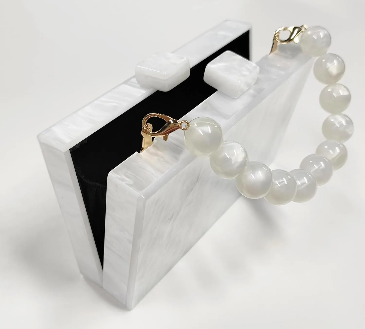 URAWOW Acrylic Evening Handbag Beads Bag for Women Graceful Shoulder Bag Satchel Marble Clutch Purses for Wedding Party