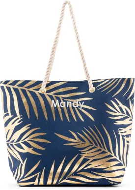 WEDDINGSTAR Personalized Extra-Large Cotton Canvas Fabric Beach Tote Bag
