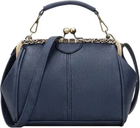 Women Wedding Vintage Pu Handbag - Kiss Lock Antique Minimalist Purse